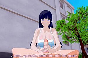 Hinata apron solo in this POV hentai animation game