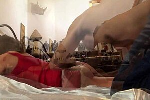 French amateur's naughty satin dress and deepthroat skills