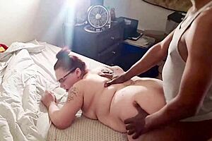A big black cock makes a bbw have a strong orgasm in a 1 on 1 sex scene
