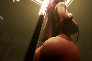 Beautiful woman with golden hair in a striptease at HMV