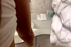 A young woman gives a blowjob and has sex in the bathroom after school