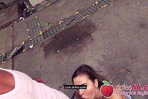 Big natural tits girl gets picked up at airport