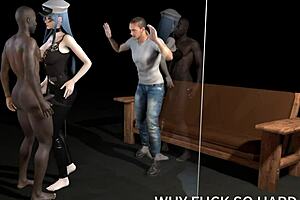 Beautiful Asian wife in 3D animated porn has hot sex with a well-endowed black man