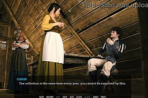Hentai game with blowbang and big tits action