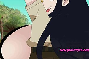3D cartoon of a horny cowgirl riding a monster cock