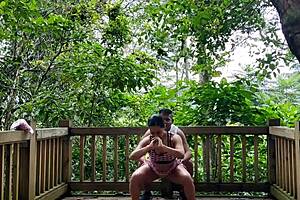 Having sex with my personal trainer in a forest for a fetishistic experience