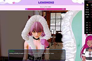 Beautiful anime girl Lewdneko in a hot scene from Harem Hotel
