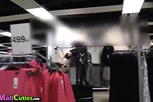 Amateur girls from the mall masturbate and have sex in public