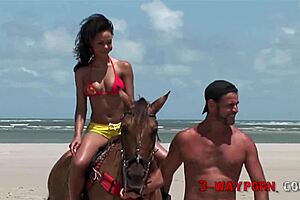 A beautiful woman gets double penetration in a hot threesome