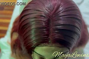 Beautiful redhead gives great blow job to big cock