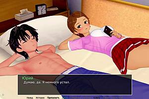 Hentai game with MILF and student in bathroom is hot
