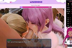 Beautiful anime girl Lewdneko in a hot scene from Harem Hotel