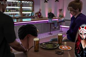 Cartoon porn: College life in a bar