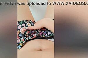 Beautiful brunette with perfect body in homemade video