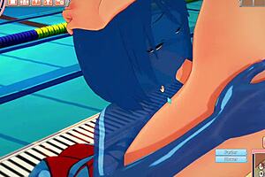 3D animated hentai with a slimy girl in a pool