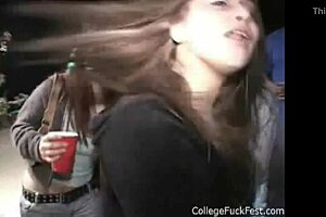 Blonde beauty enjoys a threesome with freshers and loves rough sex