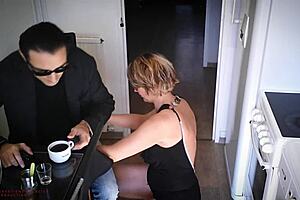 Rough sex with blonde babe in homemade kitchen porn video