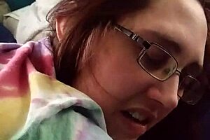 Nerdy wife moans with pleasure as her husband fingerers her intimate parts