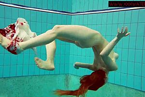 Hot ginger Pole swims in the pool and gets fucked underwater