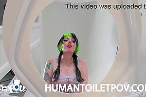 Alternative beauty gets humiliated by a toilet in a kinky video