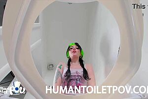 Alternative beauty gets humiliated by a toilet in a kinky video
