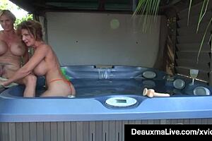 Big tits blonde Deauxma gets outdoor pussy licked