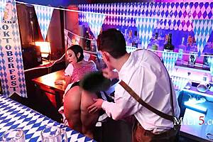 Beautiful bartender Payton Preslee at Oktoberfest XXX party