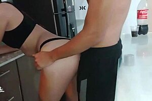 Skinny latina teen gets her ass fucked in kitchen