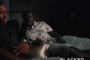 Anya, a shy black beauty, experiences double penetration from two well-endowed gay men