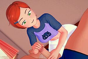Redhead Gwen's solo adventure with a quickie in her room