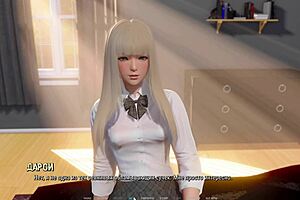 Beautiful anime game with big tits and ripped clothes