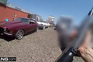 Bad girl gets into an explicit encounter with a police officer in a public place