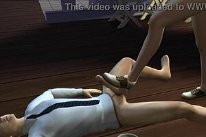3D animated hentai game with an alien girl sucking a teacher's cock