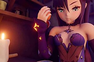 Mona from Genshin Impact in some slime action