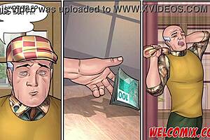 Anal sex with an old man and his maid, a taboo topic in a cartoon