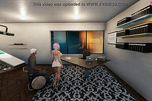Beautiful cosplay girl Agathe in a funny game