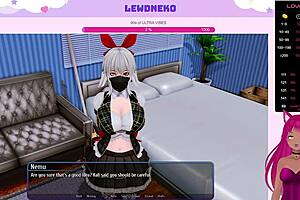 Vtuber LewdNeko in a wild harem hotel adventure