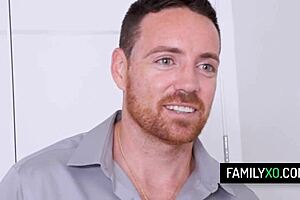 Petite redhead stepdaughter gets her father's cock hard