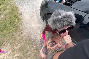 Beautiful wife satisfies street performer with her big pussy