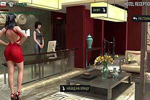 Boss in lingerie, doggy style and facial in a cartoon video game
