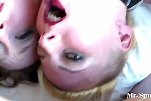 Double trouble with a blonde bombshell and dirty talking girlfriends