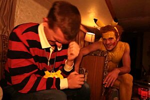 Body paint and big dick in hardcore gay hentai