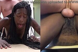 Tall black beauty gets her holes filled in hardcore style