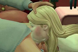 Beautiful blonde gets a facial with cum dripping from her face