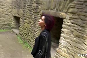Redhead Latina teen gets nailed outdoor in a public date