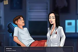 Steamy game walkthrough with hot teacher and her brunette student