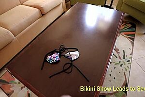 Stepmother's bikini show leads to steamy POV sex session