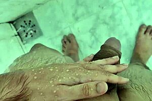 A young and amateur guy from the USA spanks a girl and ejaculates in the bathroom