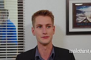 Gay porn parody of workplace romance with hot office scenes