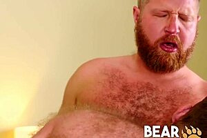Ronan Delaney in a bearfilm, gay blowjob and rimjob scene with a gay ginger